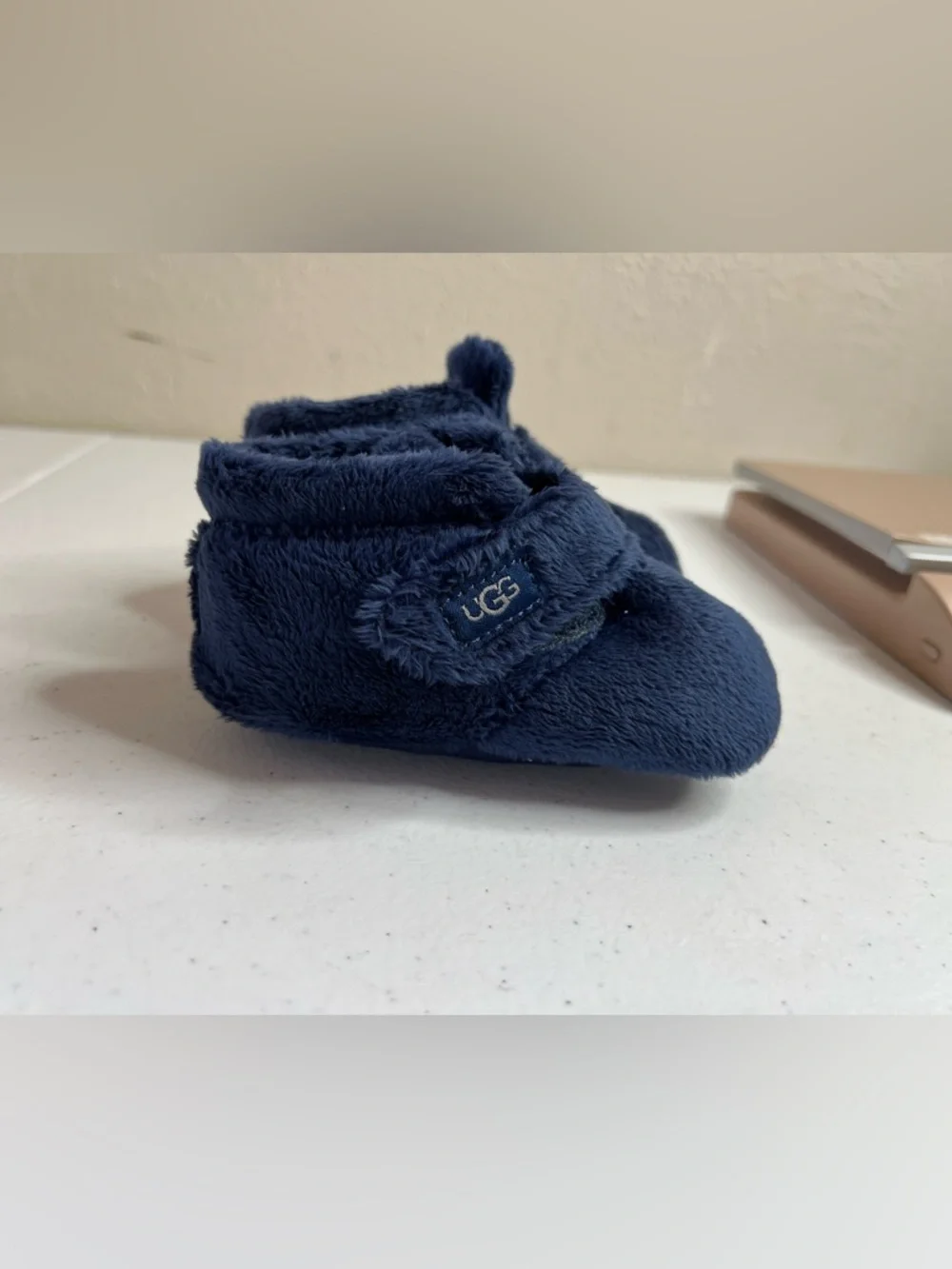 UGG Kids' Bixbee booties Blue soft terry cloth Infant Baby Size 4-5 Slip On